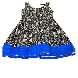 Black white and blue dress
